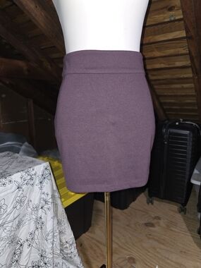 Plum Stretch Knit Bodycon Mini Skirt